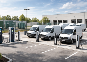 Fleet EV Charging Site With Utility Equipment