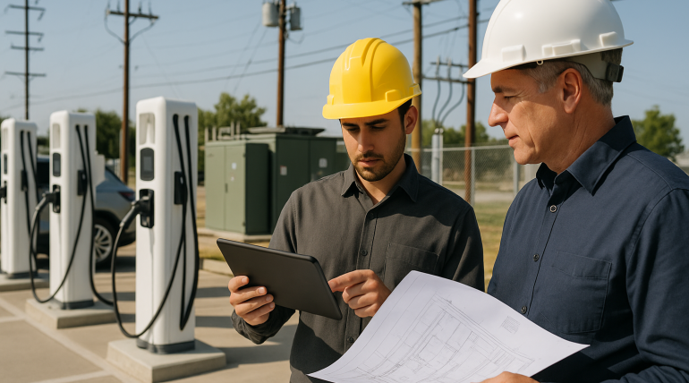 Planning Power Capacity for Large Scale EV Charging Sites