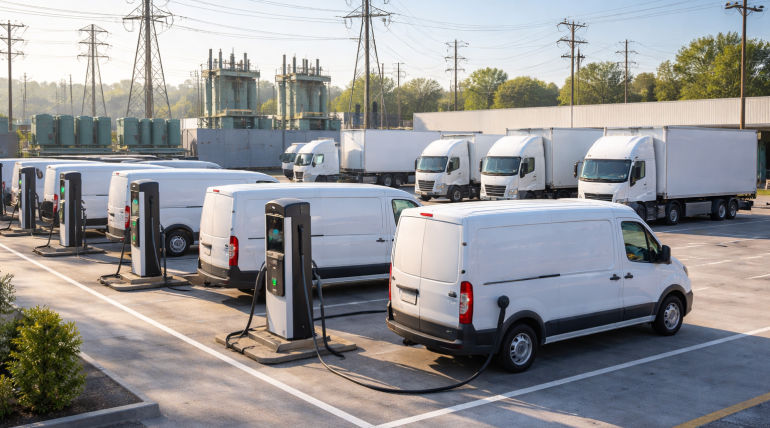 Electric Fleet Depot With Utility Power Infrastructure